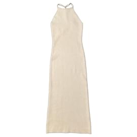 Vestido largo de punto acanalado con perlas - Helmut Lang