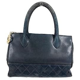 Chanel Vintage V-Stitch Logo Tote Bag