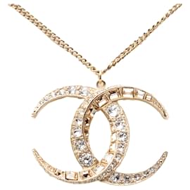 Collana Pendente Luna in Strass Placcato Oro CC Oro di Chanel