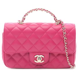 Chanel Mini Rechteckige Klappe aus Rindsleder in Rosa