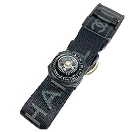 Pulsera de encanto de lona negra Chanel