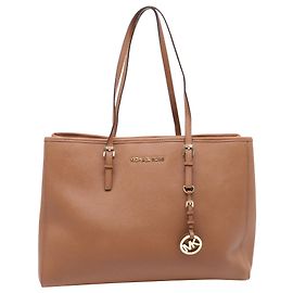 Borsa Tote Jet Set Michael Kors in pelle Saffiano marrone