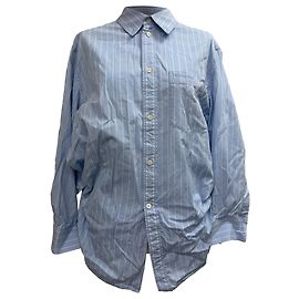 Camisa anudada a rayas con logo bordado de Balenciaga en algodón azul