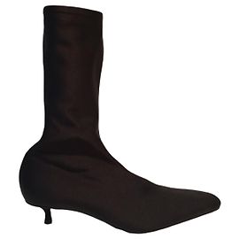 Bota Ankle Balenciaga Knife em Lona Preta e Spandex