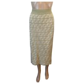 Falda Fendi verde de algodón - patrón de logo FF