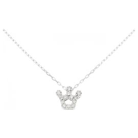 Autre Marque Collana in diamante in oro bianco Au750 con corona