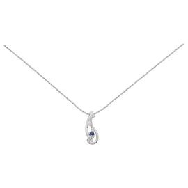 Autre Marque Collana in oro bianco Au750 con zaffiro e diamante