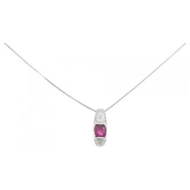Autre Marque Platinum Ruby Diamond Necklace