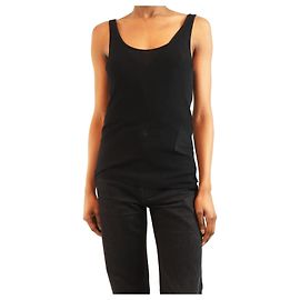 Saint Laurent Canotta nera trasparente a coste - taglia XS