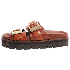Autre Marque Sandali platform in pelle marrone - taglia EU 38