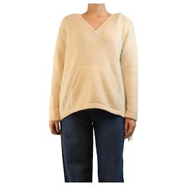 Gabriela Hearst Hoodie de cashmere creme com franjas - tamanho S