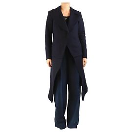 Céline Marineblauer Wollmantel - Größe UK 12