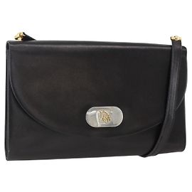 Borsa a Spalla Christian Dior in Pelle Nera e Oro Auth BA11919