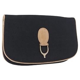 Borsa a Spalla GG Canvas Gucci Nera Oro Auth BAZ042