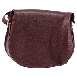 CARTIER Must Line Borsa a Spalla in Pelle Bordeaux Oro Auth 174444
