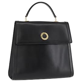 Borsa a mano CÉLINE Circle in pelle nera e oro Auth BAZ793V