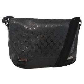 Borsa a Spalla GUCCI GG Implementation PVC Nero Argento 201732 Auth ka3564