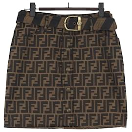 FENDI Zucca Canvas Rock Schwarz Braun Auth YKZ603A - Fendi