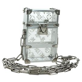 LOUIS VUITTON Trunk Box Pouch Tasche Metall Silber M00752 LV Auth BAZ882SAM