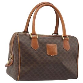 Céline Borsa a mano in tela Macadam CELINE in pelle PVC marrone e oro Auth mr2268