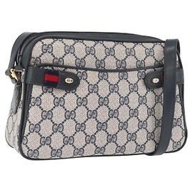 Borsa a Spalla Gucci GG Supreme Sherry Line PVC Blu Navy Oro 93 02 049 Auth YKZ595
