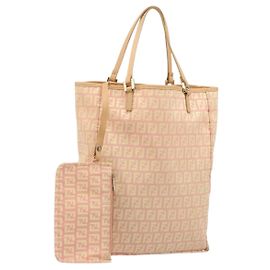 Borsa a mano in tela Zucchino FENDI rosa oro Auth ARZ892A