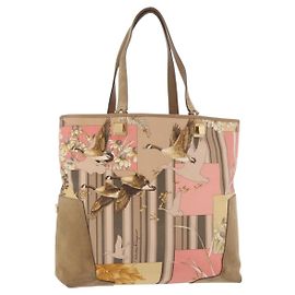 Salvatore Ferragamo Tote Bag aus Nylon Beige Gold Auth BAZ714A