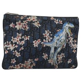 Christian Dior Trotter Canvas Hajime Sorayama Clutch Bag aus Nylon in Marineblau Auth yk20185