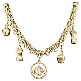 Collana Christian Dior metallo tono oro Auth BAZ515V