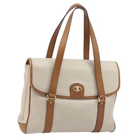 Céline Borsa a mano CELINE in pelle bianca e oro Auth 166779