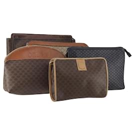 Céline Clutch in tela Macadam CELINE in pelle PVC 5 pezzi marrone navy beige Auth YKZ425