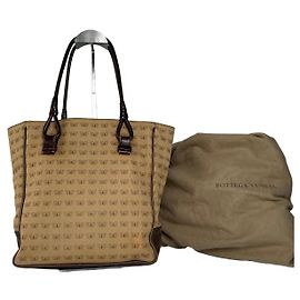 Vintage Bottega Veneta Schmetterlings-Monogramm Tote Bag camelbraun