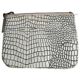 Comme Des Garcons Clutch de cuero abstracto vintage Comme Des Garçons blanco y negro