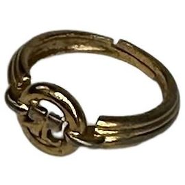 Vintage Courreges Bicolor Logo Ring Silver Gold