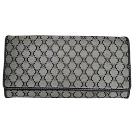 Carteira longa vintage Celine Paris Monogram Triomphe cinza e preto - Céline