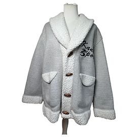 Autre Marque Parka de Lana Vintage Kansai Yamamoto Gris Blanco M