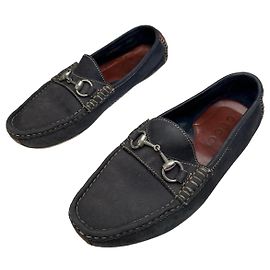 Vintage Gucci Wildleder Slipper mit Pferdebit Anthrazit 40,5