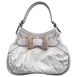 Borsa in pelle bianca con fibbia Gucci