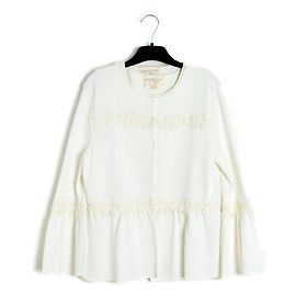 Giambattista Valli Twin Set L FR42 Ecru Viskose Stricktop und Cardigan UK12 US10
