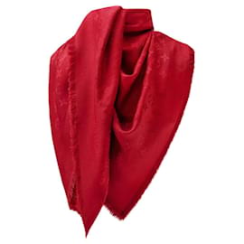 Sciarpa Louis Vuitton Monogram rossa seta e lana
