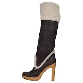 Botas de shearling de ante chocolate Polaire Dior - Talla 40 de segunda mano