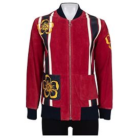 Autre Marque Chaqueta bordada de cuero rojo Valentino Spa - IT40 / US S de segunda mano