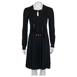 Vestido ajustado azul Gucci con cinturón de cuero sintético M de segunda mano