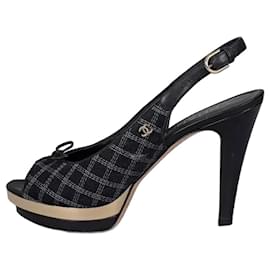 Slingbacks in tessuto nero Chanel Taglia 39.5 usati