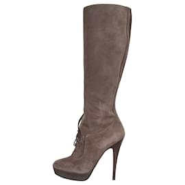 Stivali in suede grafite Saint Laurent - Taglia 37,5 Usati