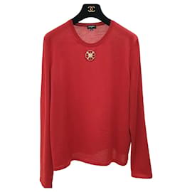 Maglione in cashmere rosso Chanel taglia 48 usato