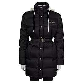 Miu Miu schwarze Gabardine Oversized Pufferjacke IT 40/S gebraucht