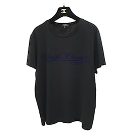 Chanel Gabrielle Flocked Logo T-Shirt Black Cotton ref.2549027