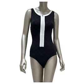 Costume da bagno intero colorblock nero e rosa Chanel 2015 taglia 38 usato