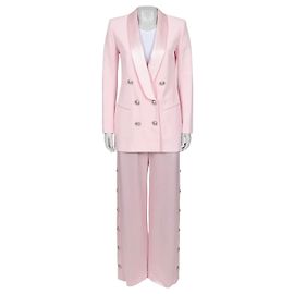 Blazer e Calças de Viscose Rosa Balmain Tamanho 36 Usado